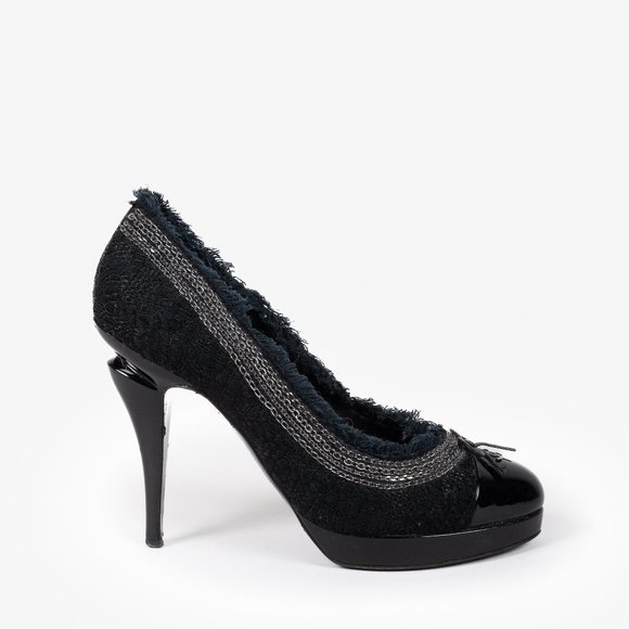 Chanel Tweed Cap-Toe CC Pumps - Picture 1 of 12